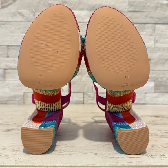 Kurt Geiger London SZ 38.5 Kensington Glitz Wavy  Rhinestone Platform Sandals - Picture 10 of 14